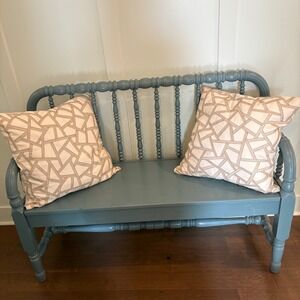 Set 2 Thom Filicia Pillow Covers 21x21 Cream Tan Geometric Textured Embroidered